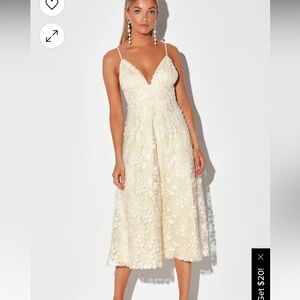 Lulus ivory flourishing lace midi dress